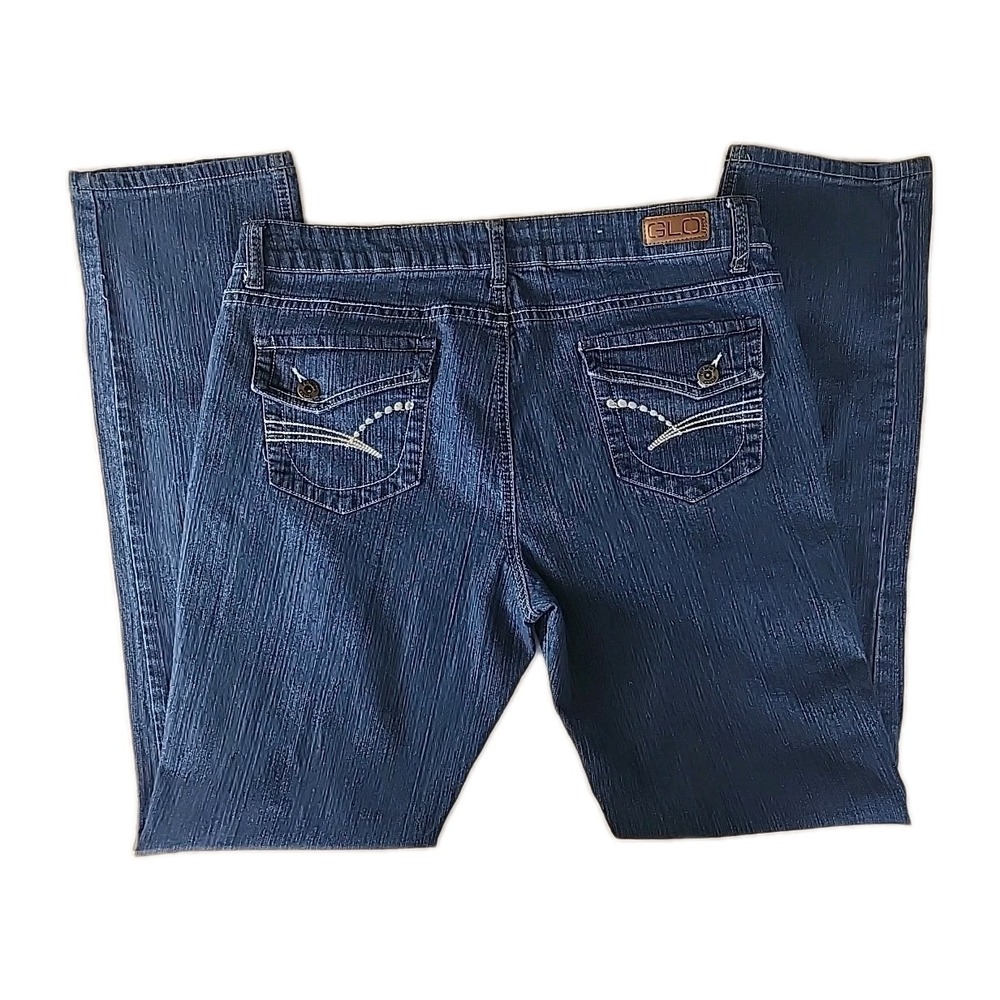 Vintage Y2K GLO Jeans Women's 15 Reg Mid-Rise‎ Western Flared Embroidered EUC